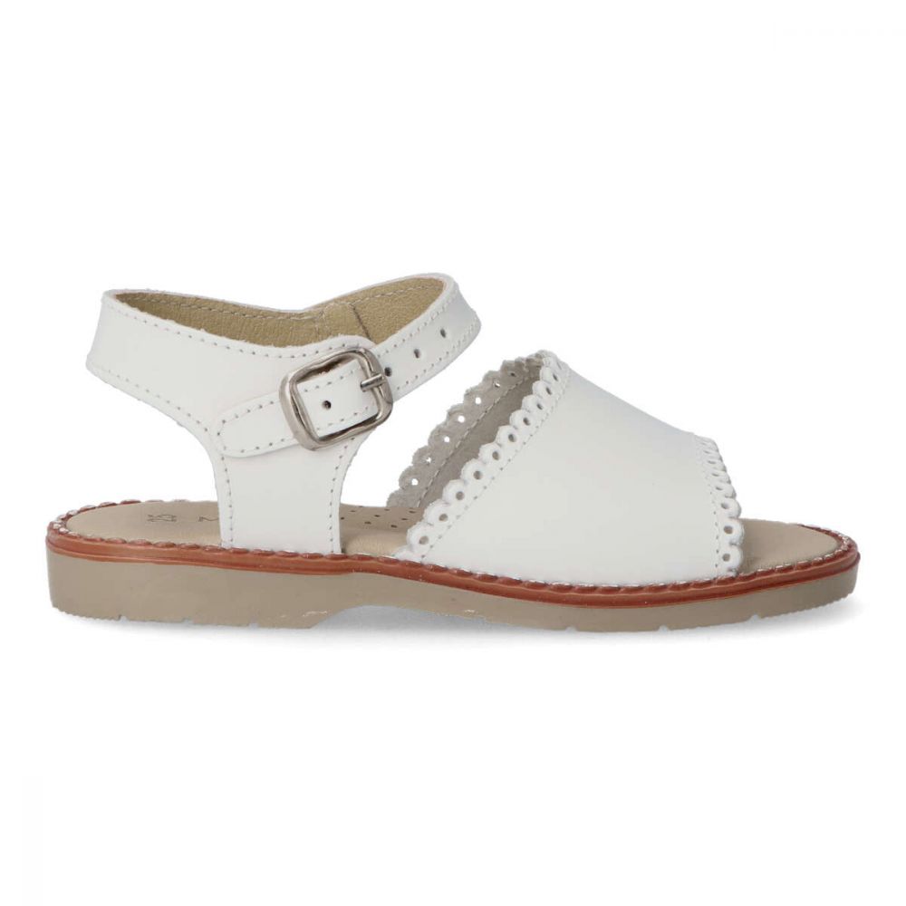 PEKES Sandalia de piel cómoda niña PET 2186C BLANCO